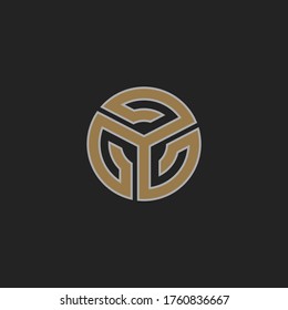 Triple G Monogram GGG Letter Hipster Lettermark Logo for Branding or T shirt Design