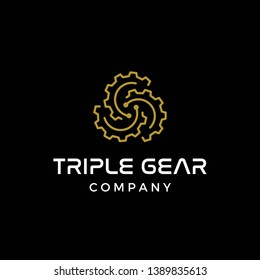 triple gear gold logo design inspiration