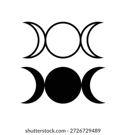 Dreifach Göttin Mond Logo Symbol Vektor Set Vorlage