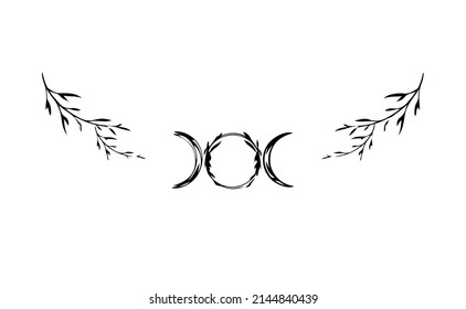 triple goddess moon tattoo chest idea feminime