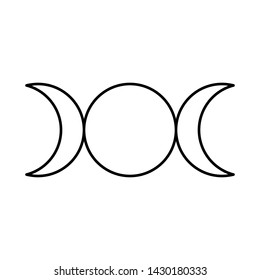Triple goddess symbol, moon phases, Maiden, Mother and Crone. Mythology, wicca, witchcraft. Vector illustration svg