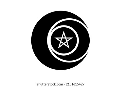 Triple diosa símbolo de Wiccan y círculo de Pentáculos. Cartel religioso de la Triple Luna. Logo de Wicca Icono del neopaganismo. La Tierra y el parto. Creciente, mitad y vector luna llena aislado en blanco 