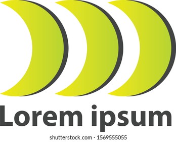 Triple Green Half Moon Logo Vector Design