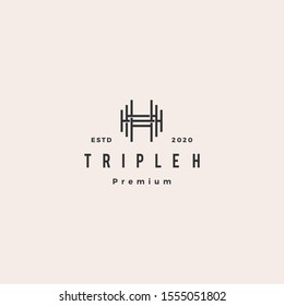 triple h monogram hhh letter hipster retro vintage lettermark logo for branding or t shirt design	