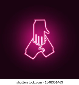 Triple Handshake Icon. Elements Of Conversation And Friendship In Neon Style Icons. Simple Icon For Websites, Web Design, Mobile App, Info Graphics