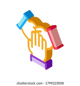 Triple Handshake Icon Vector. Isometric Triple Handshake Sign. Color Isolated Symbol Illustration