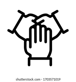 Triple Handshake Icon Vector. Triple Handshake Sign. Isolated Contour Symbol Illustration