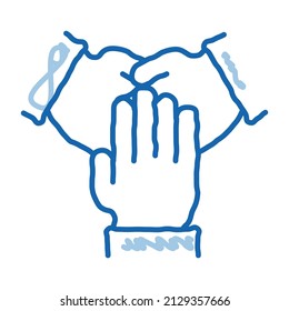 Triple Handshake Sketch Icon Vector. Hand Drawn Blue Doodle Line Art Triple Handshake Sign. Isolated Symbol Illustration