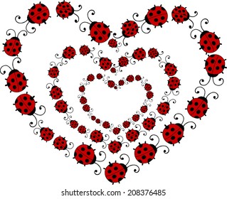 triple heart of ladybirds