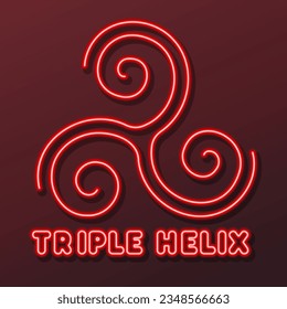 triple helix neon sign, modern glowing banner design, colorful modern design trends on black background. Vector illustration.