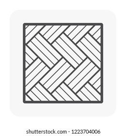 Triple herringbone floor pattern vector icon. For paving finishing and landscaping decoration material i.e. wood, tile, stone and paver block floor. For home building interior, exterior and outdoor.