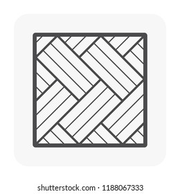 Triple herringbone pattern vector icon. For paving floor material i.e. parquet wood, tile. And stone, cobblestone, brick, concrete block for exterior, garden, road, driveway, patio, walkway, pavement.