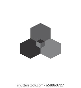 triple hexagon with 3d cube logo