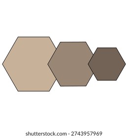 Triple hexagons. Earthy polygon shapes. Distinguished triple geometric form representations. EPS 10.