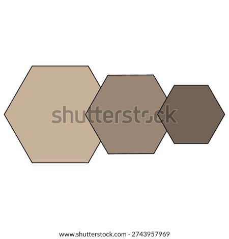 Triple hexagons. Earthy polygon shapes. Distinguished triple geometric form representations. EPS 10.