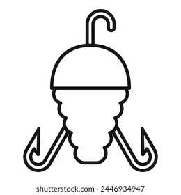 Triple hook bait icon outline vector. Sport camping. Festival nature outdoor