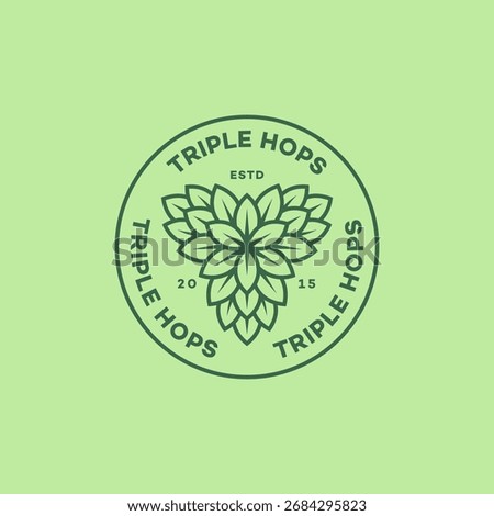 Triple hops logo design template. Linear graphic style. Vector illustration.