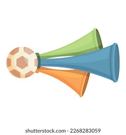 Triple horn icon cartoon vector. Soccer trumpet. Fan vuvuzela