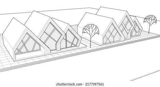 Dreifamilienhaus-Konzept 3d-Darstellung