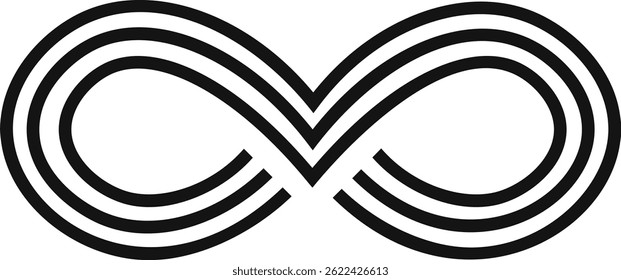 Triple infinity symbol is creating a visual representation of eternity, unlimited possibilities, and endless potential, making it a powerful symbol of continuity and perpetuity