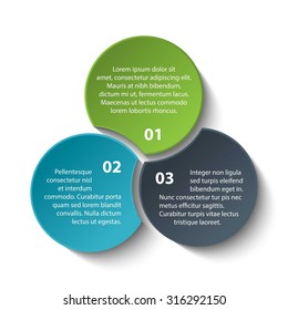 Triple intersect infographic. 3 steps, processes, options of Business information. Circle infographic. Chart and Diagram template. Business concepts. Vector. EPS10. Illustration