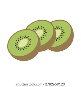 Triple Kiwi Slice Stack Icon Illustration Containing layered kiwi cuts, green tropical fruit, and healthy produce