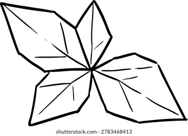Triple Leaf Spread Line Art – Geometric Origami Botanical Vector