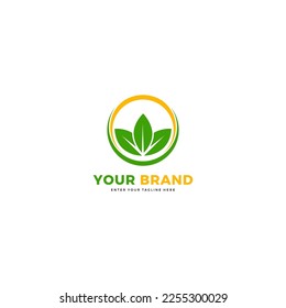 logotipo de hoja triple y sol. Este tipo de diseño de logotipo es sencillo, elegante y fácil de usar en diversos medios. vectores