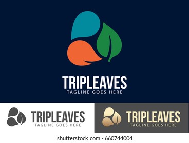 Triple Leaves Logo Template Design Vector 