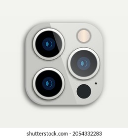 Triple Lens Camera On Iphone. Vector Illustration