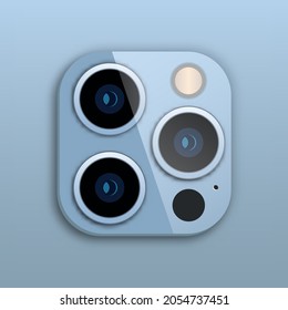 Triple Lens Camera On Iphone. Vector Illustration