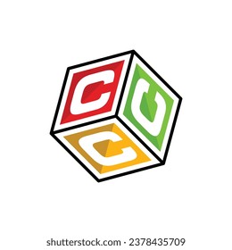Triple Letter C Cube modern illustration template, for logo design or logo brand