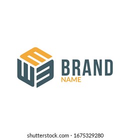 Triple letter e in hexagonal box shape.  business logo 