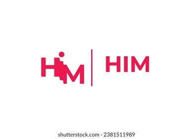 triple letter him vector template logo design