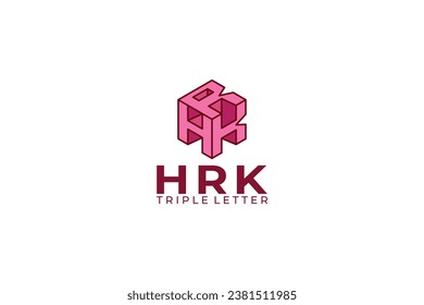 triple letter hrk vector template logo design