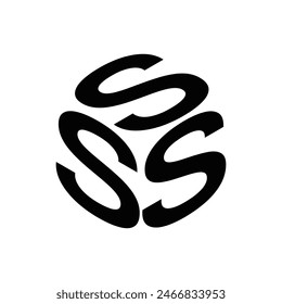 Triple letter s in hexagonal box shape. business logo