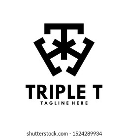 Triple Letter T Logo Design template