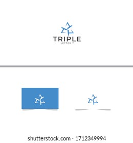 Triple Letter T Logo Design Template