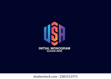triple letter usa vector template logo design