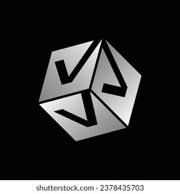 Triple letra V forma de caja hexagonal plantilla de logotipo moderno, adecuada para su empresa