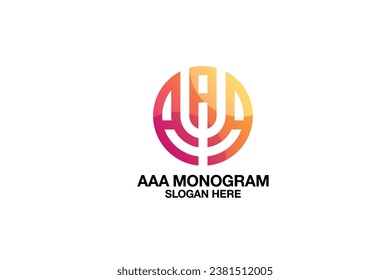 triple letter a vector template logo design