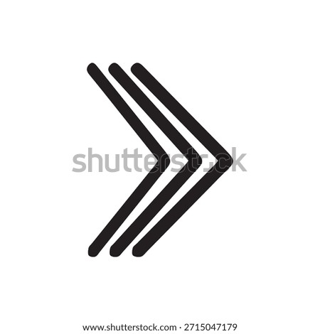 Triple Line Chevron Icon. Modern Fast Forward, Next, and Speed Symbol.
