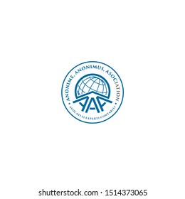 triple A logo with globe in the middle, complete with A letter as the main concept and globe as the center, suit for business logo