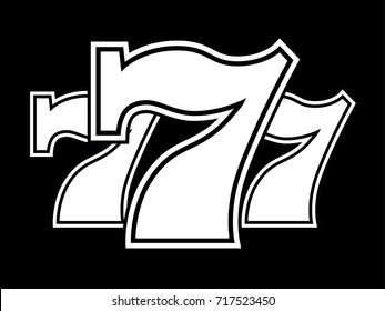 Triple Lucky Sevens Black White Vector Stock Vector (Royalty Free ...