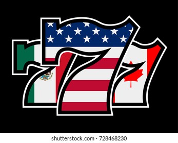 Triple Lucky Sevens vector illustration