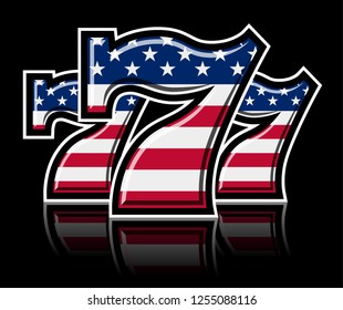 Triple Lucky Stars and Strips Sevens vector illustration
