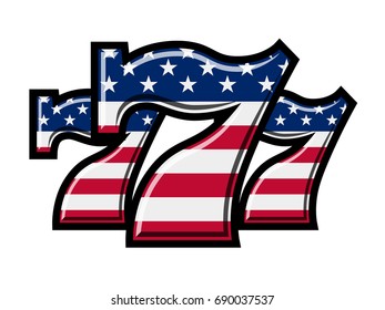 Triple Lucky Stars and Strips Sevens vector illustration