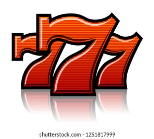 Triple Lucky striped Sevens vector illustration