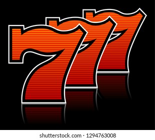 Triple Lucky striped Sevens vector illustration
