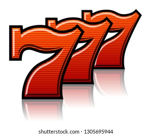 Triple Lucky striped Sevens vector illustration